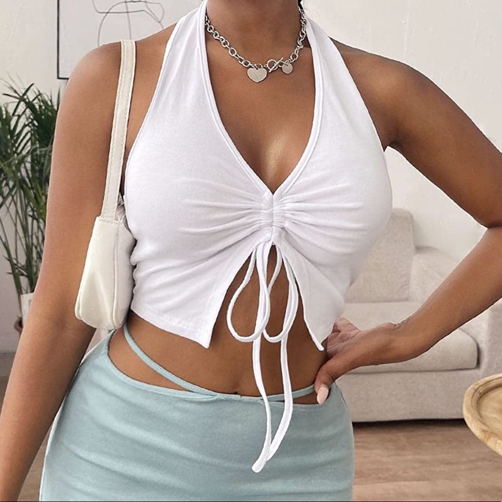 Halter V Neck Crop Top